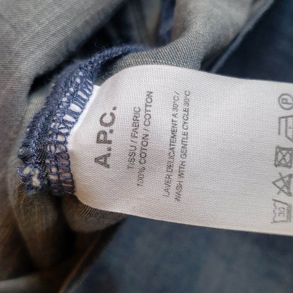 A.P.C. Indigo Cotton Italian Chambray Denim Tie-Front Jess Dress sz 34/XS Womens - Picture 13 of 16